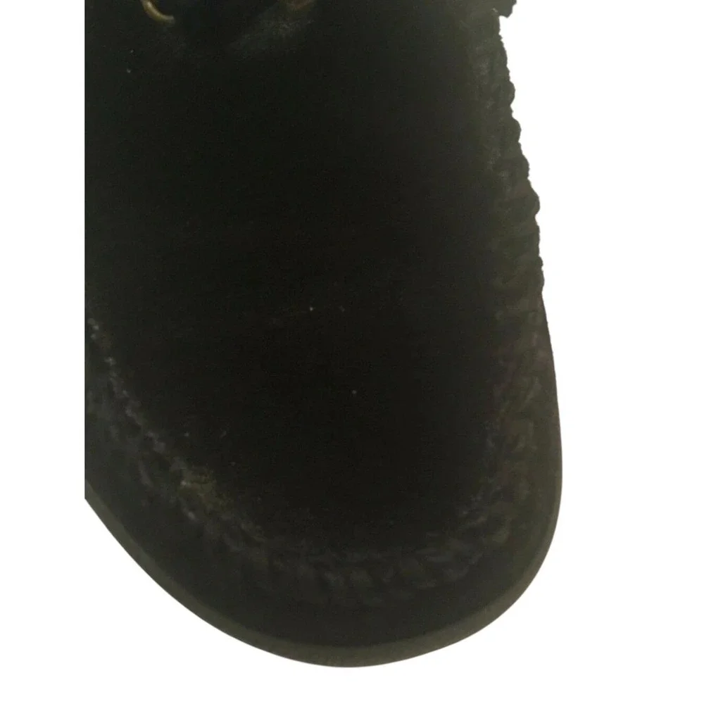 Clarks Mens Casual Moccasins Size 11M Black Leather Red Buffalo Plaid Lining